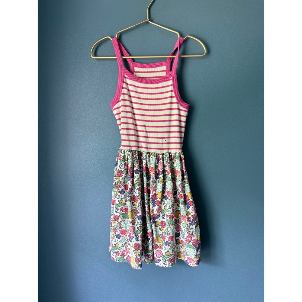 Mini Boden Girls Pink Striped Floral ribbed‎ Dress Size 5-6Y